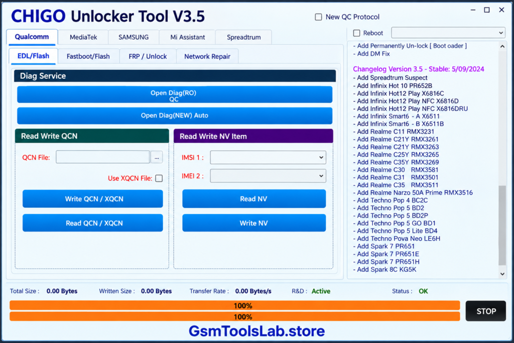 Chigo Unlocker Tool V3.5 for Qualcomm & MediaTek 100% working